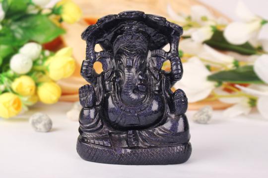 Blue Sunstone Ganesha Idol - 565 gms