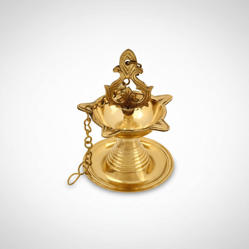 Brass Hanging Samai Diya Oil Lamp-Set of 2