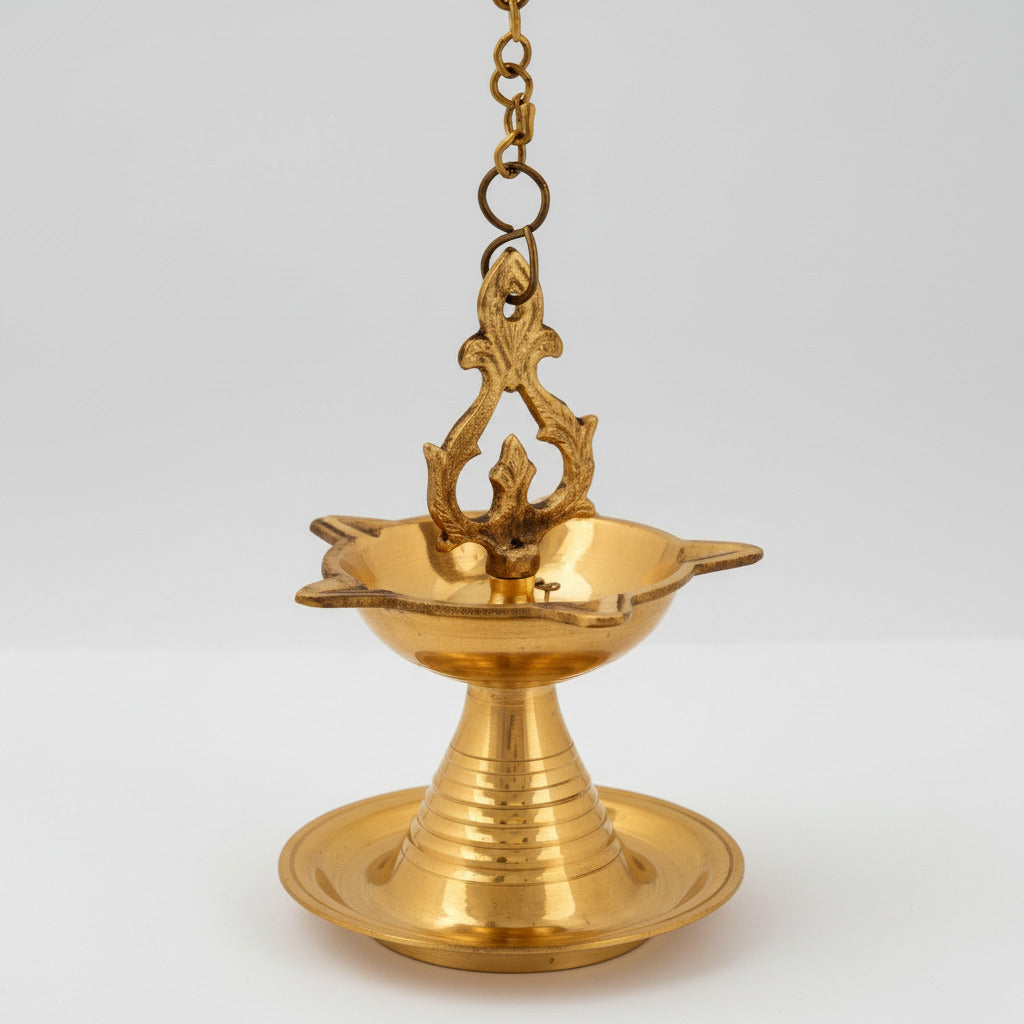 Brass Hanging Samai Diya Oil Lamp-Set of 2