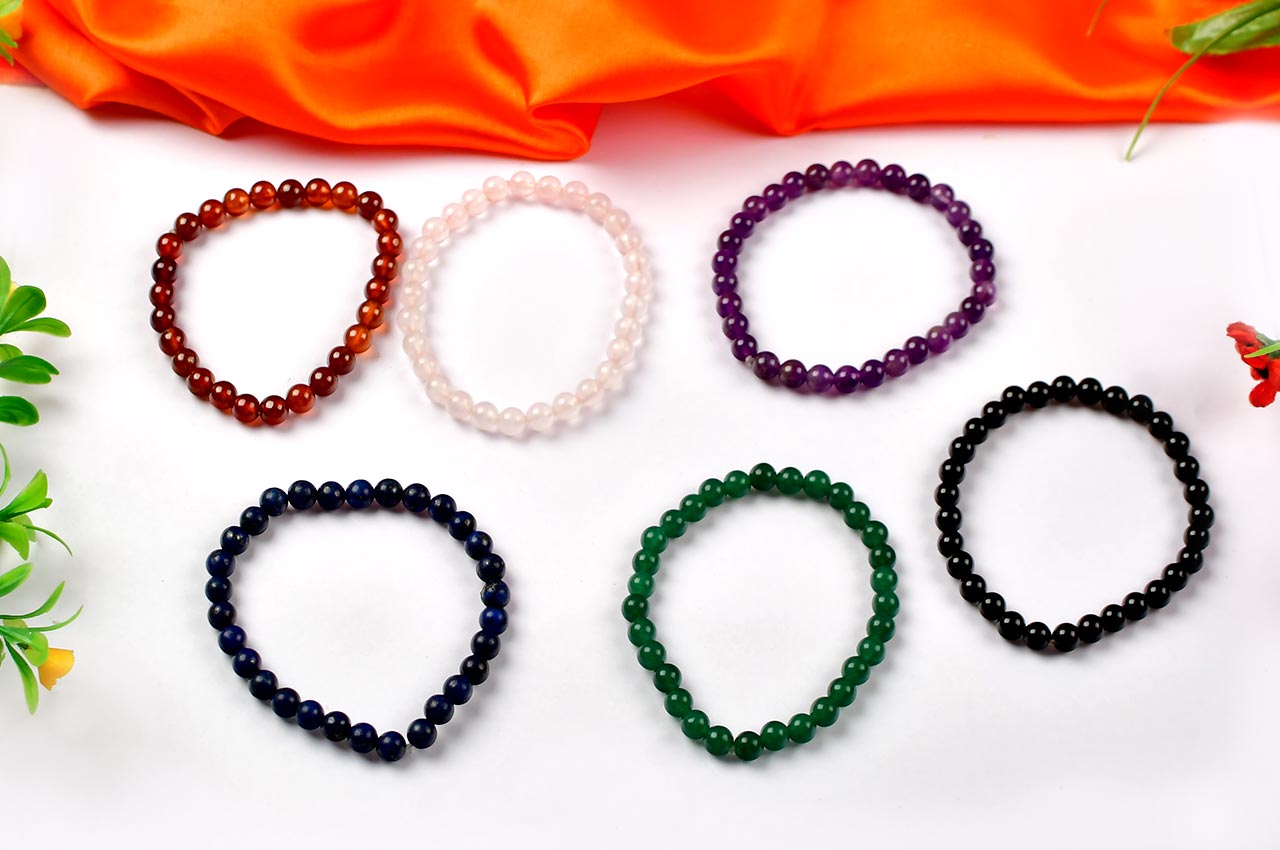 Semi Precious Gemstone Bracelet Set For Left Hand-8 mm
