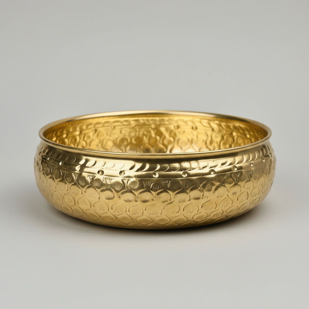 Flower Embossed Urli Bowl-Large