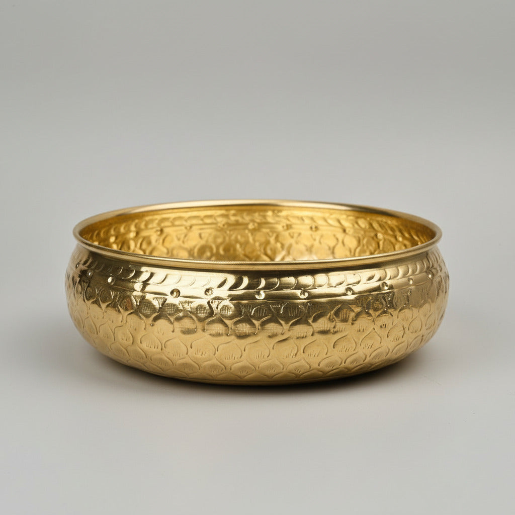 Flower Embossed Urli Bowl-Medium