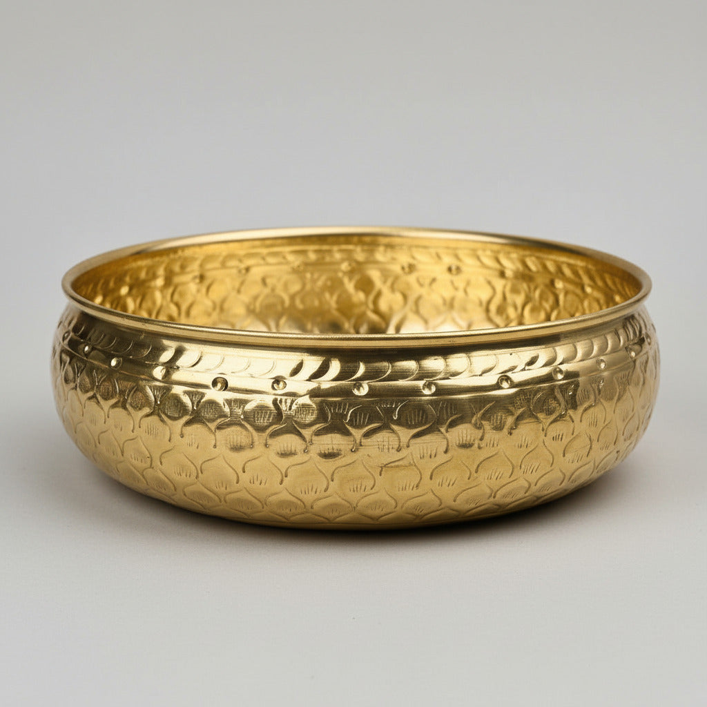 Flower Embossed Urli Bowl-Small