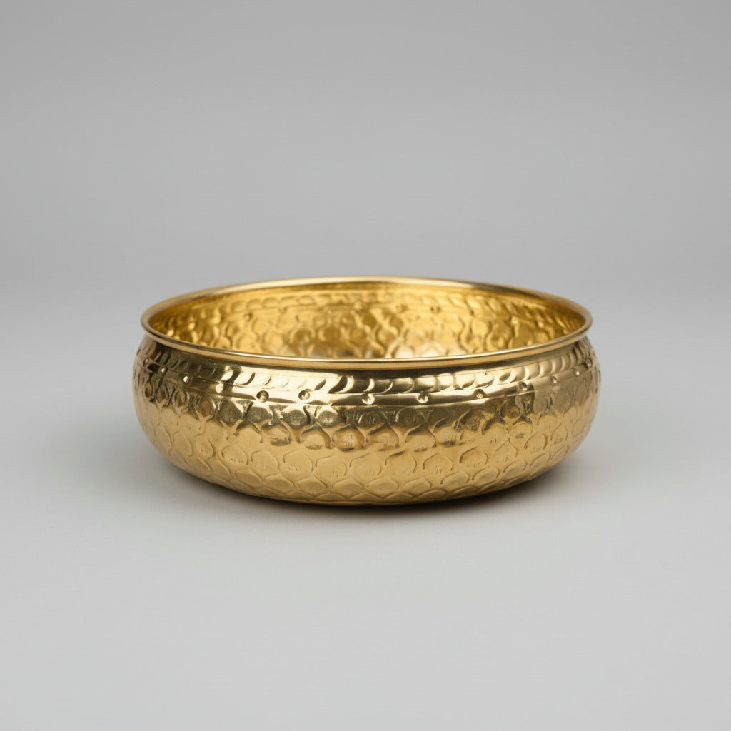 Flower Embossed Urli Bowl-Medium