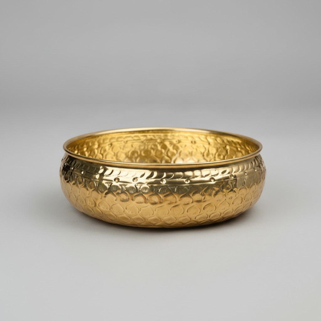 Flower Embossed Urli Bowl-Large