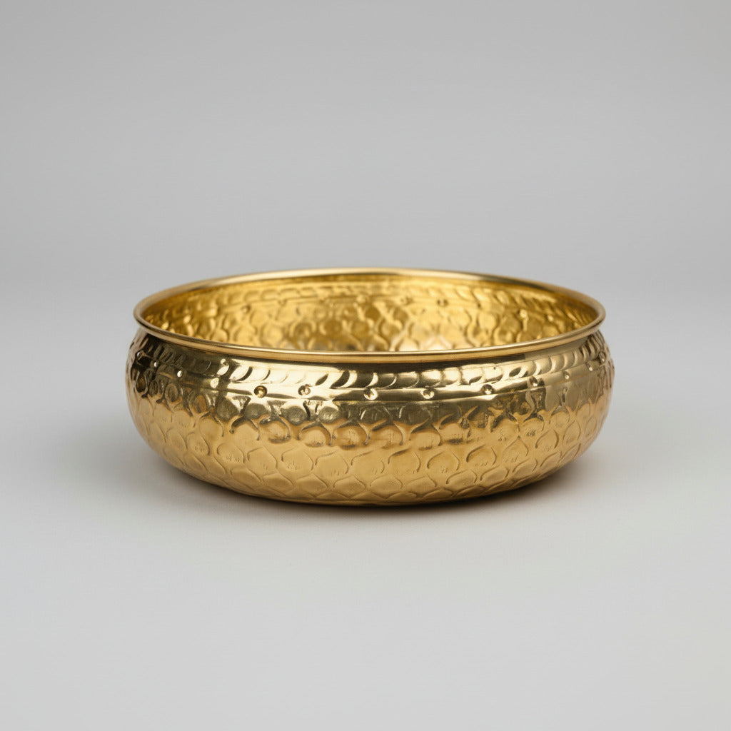 Flower Embossed Urli Bowl-Small