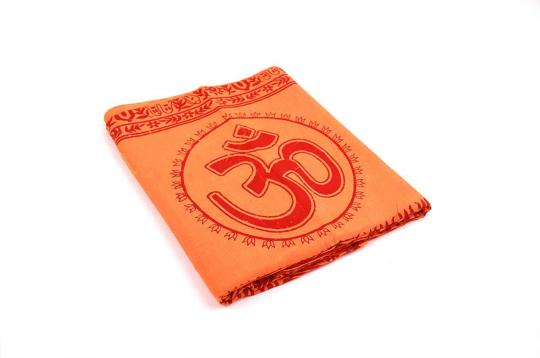 Om Shawl in Soft Cotton (Pattern II)-Saffron