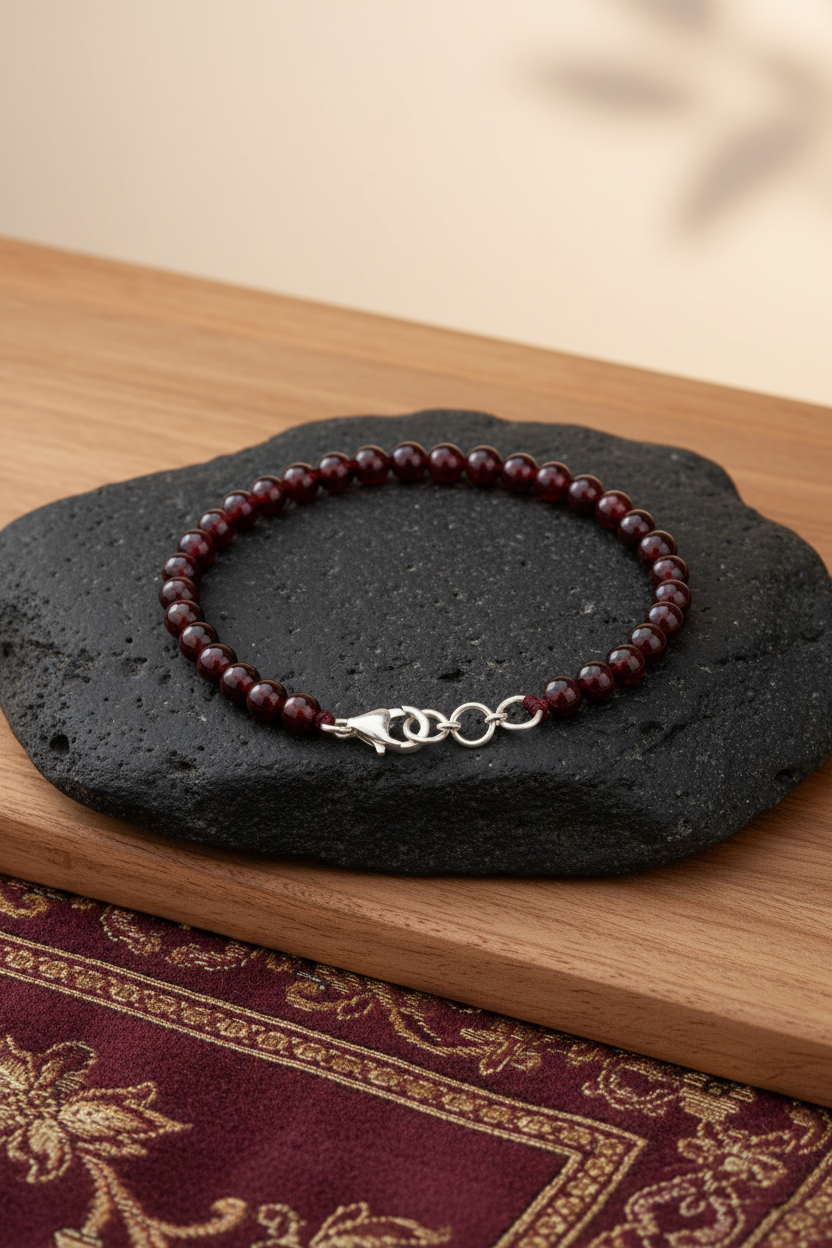 Natural Gomed 925 Silver Hook Bracelet – 5mm Gemstone Bracelet