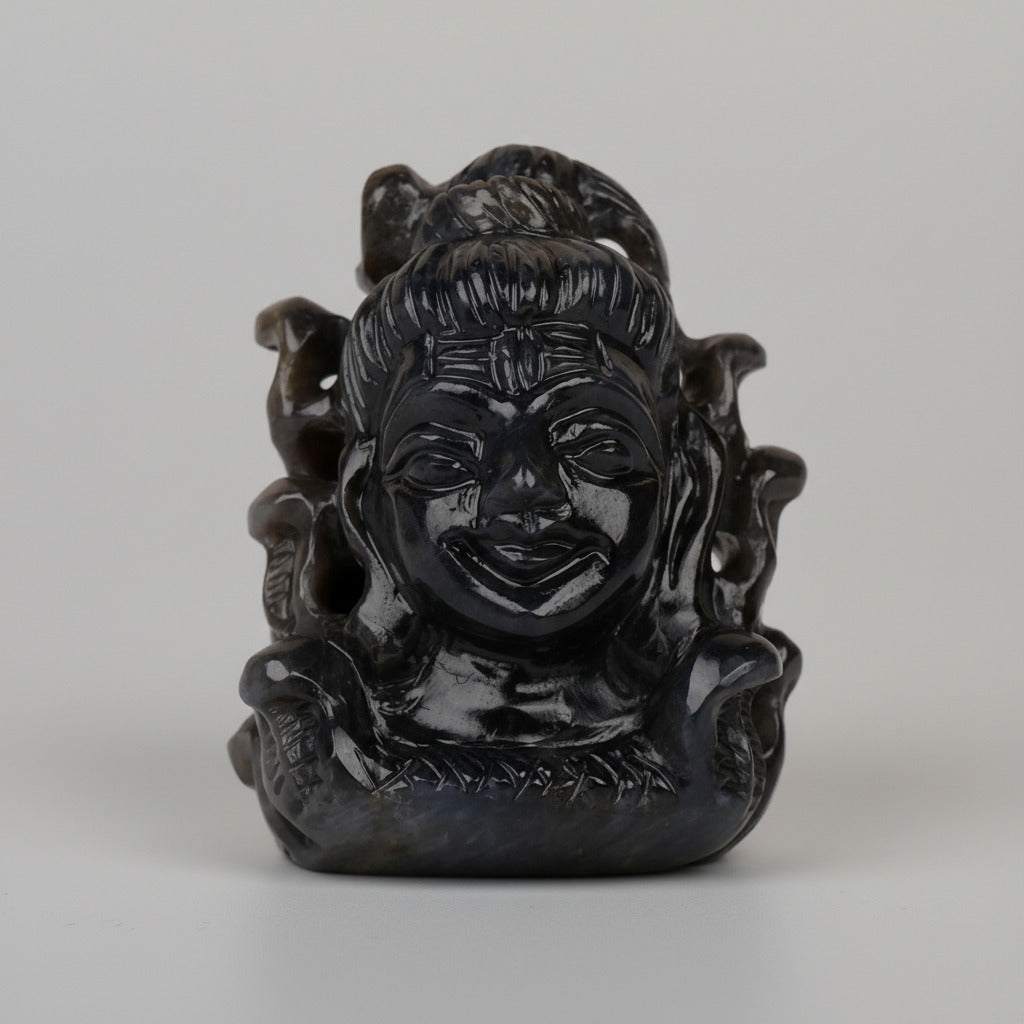 Natural Blue Sapphire Lord Shiva Face Idol - 445.15 Carats