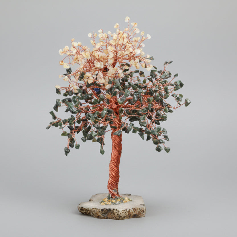 Natural Green Jade & Yellow Jade Chakra Vastu Tree