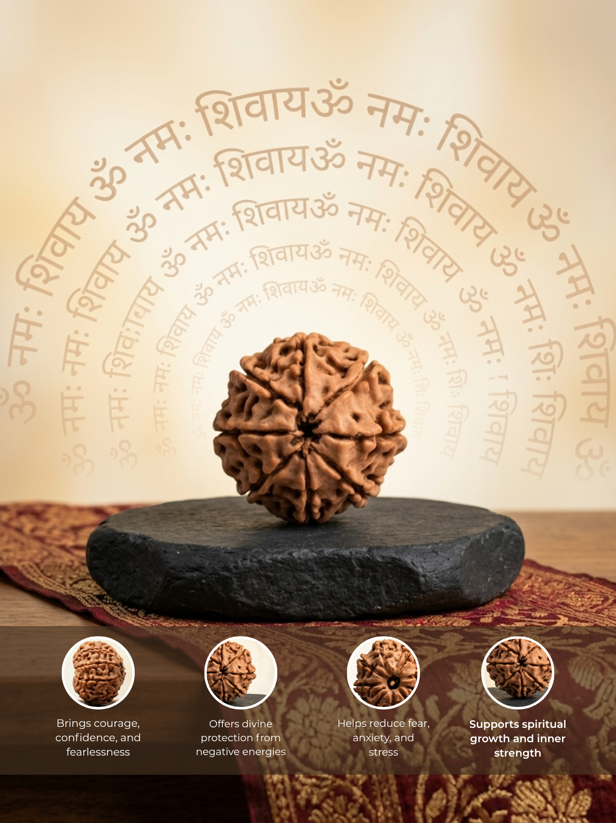 9 Mukhi Rudraksha from Nepal - 20 to 22 mm - Natural Certified Bead for Durga and Power