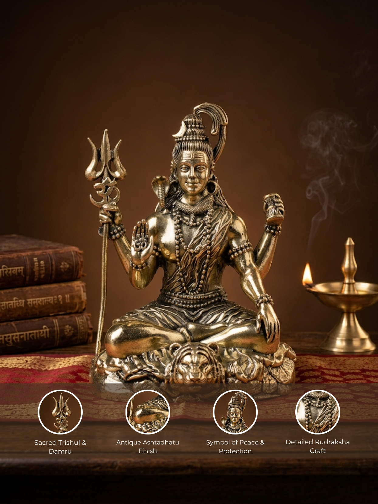 Blessing Shiva Ashtadhatu Idol Energised Ashirvad Mahadev Abhaya Mudra Murti
