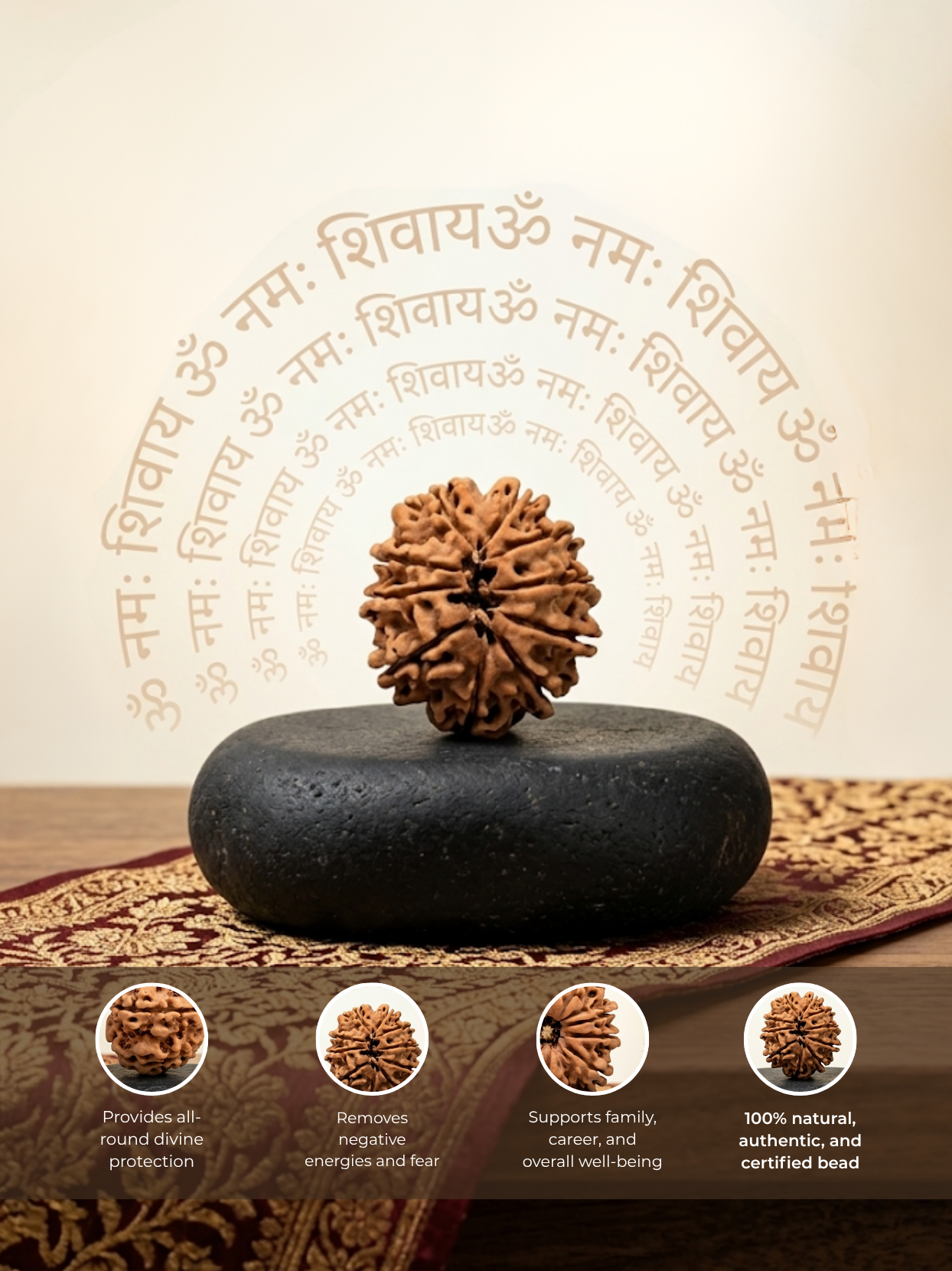 10 Mukhi Rudraksha from Nepal - Small 22 mm - Natural Certified Bead for Vishnu and Peace