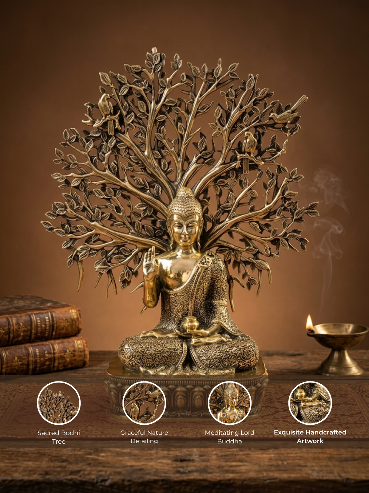 Lord Buddha under Bodhi Tree Ashtadhatu Idol