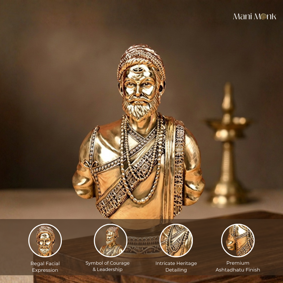 Chhatrapati Shivaji Maharaj Ashtadhatu Statue Premium Metal Idol for Home and Office