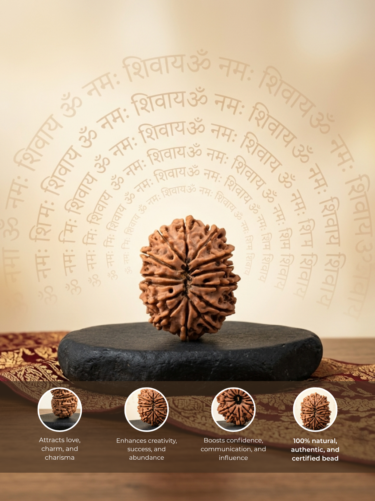 14 Mukhi Rudraksha from Nepal - 30 to 32 mm - Natural Certified Bead for Shiva and Intuition