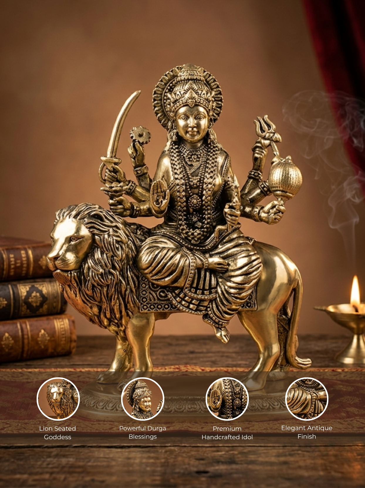 Durga Mata Ashtadhatu Idol Energised Maa Durga Sherawali Murti