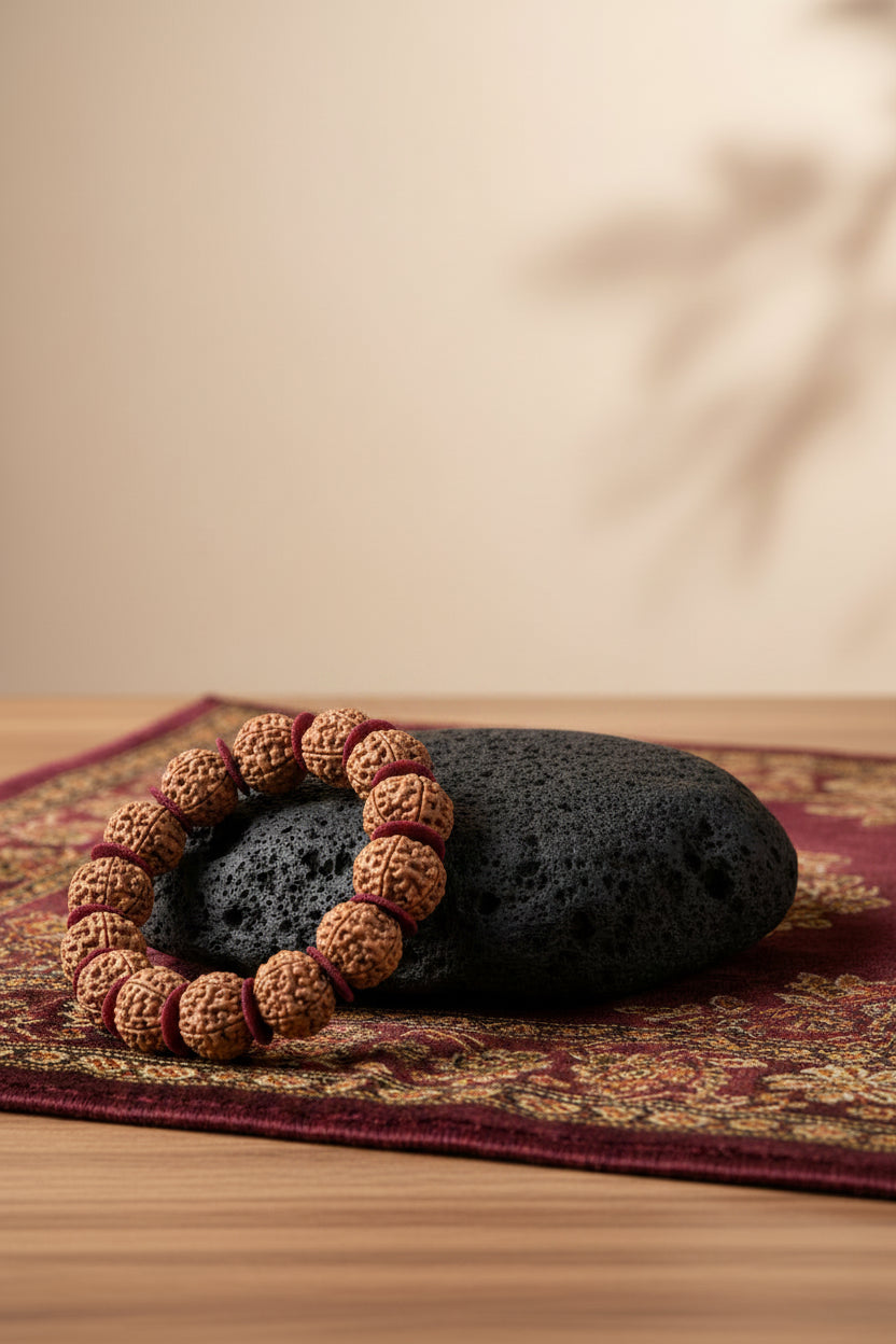 3 Mukhi Nepali Rudraksha Bracelet with Woolen Spacers