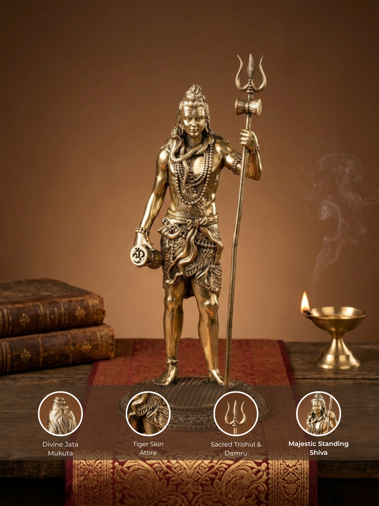 Standing Shiva Ashtadhatu Idol Energised Sthanaka Mahadev Murti