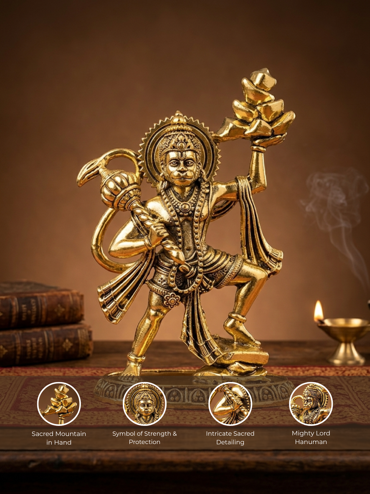 Sanjeevani Parvat Hanuman Ashtadhatu Idol Energised Hanuman with Mountain Murti