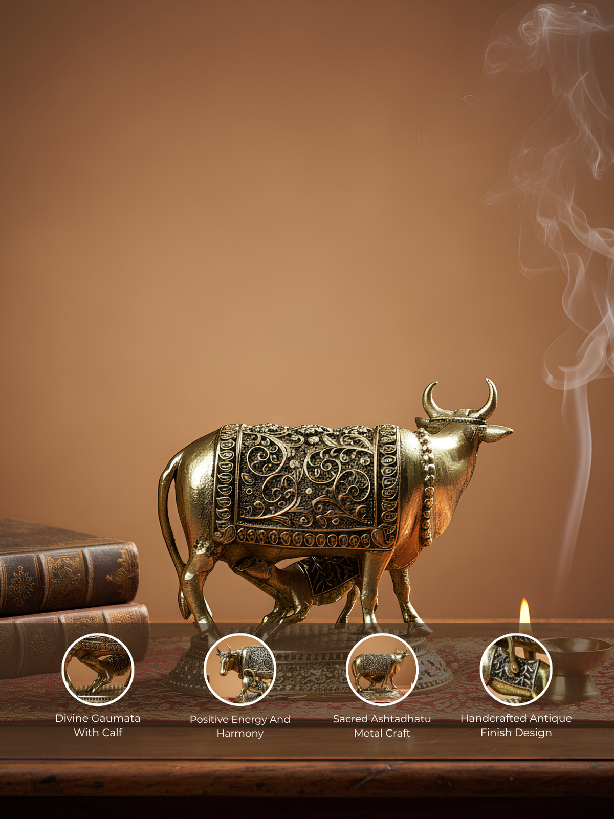Gaumata with Calf Ashtadhatu Idol
