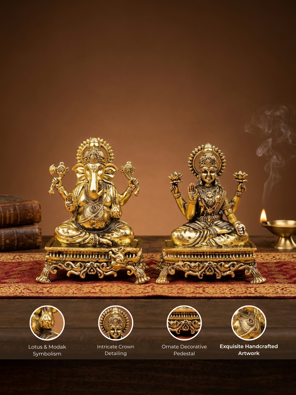 Ganesh Laxmi on Pedestal Chowki Ashtadhatu Idol