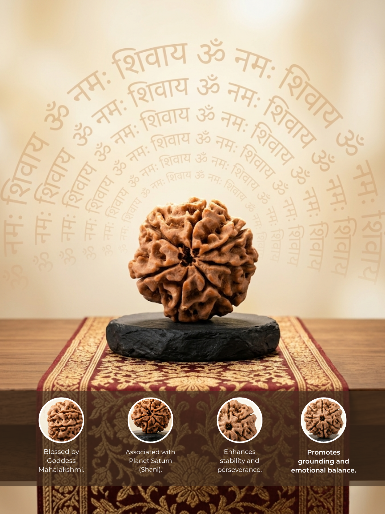 7 Mukhi Rudraksha from Nepal - Collector Grade - Natural Certified Bead for Lakshmi and Wealth
