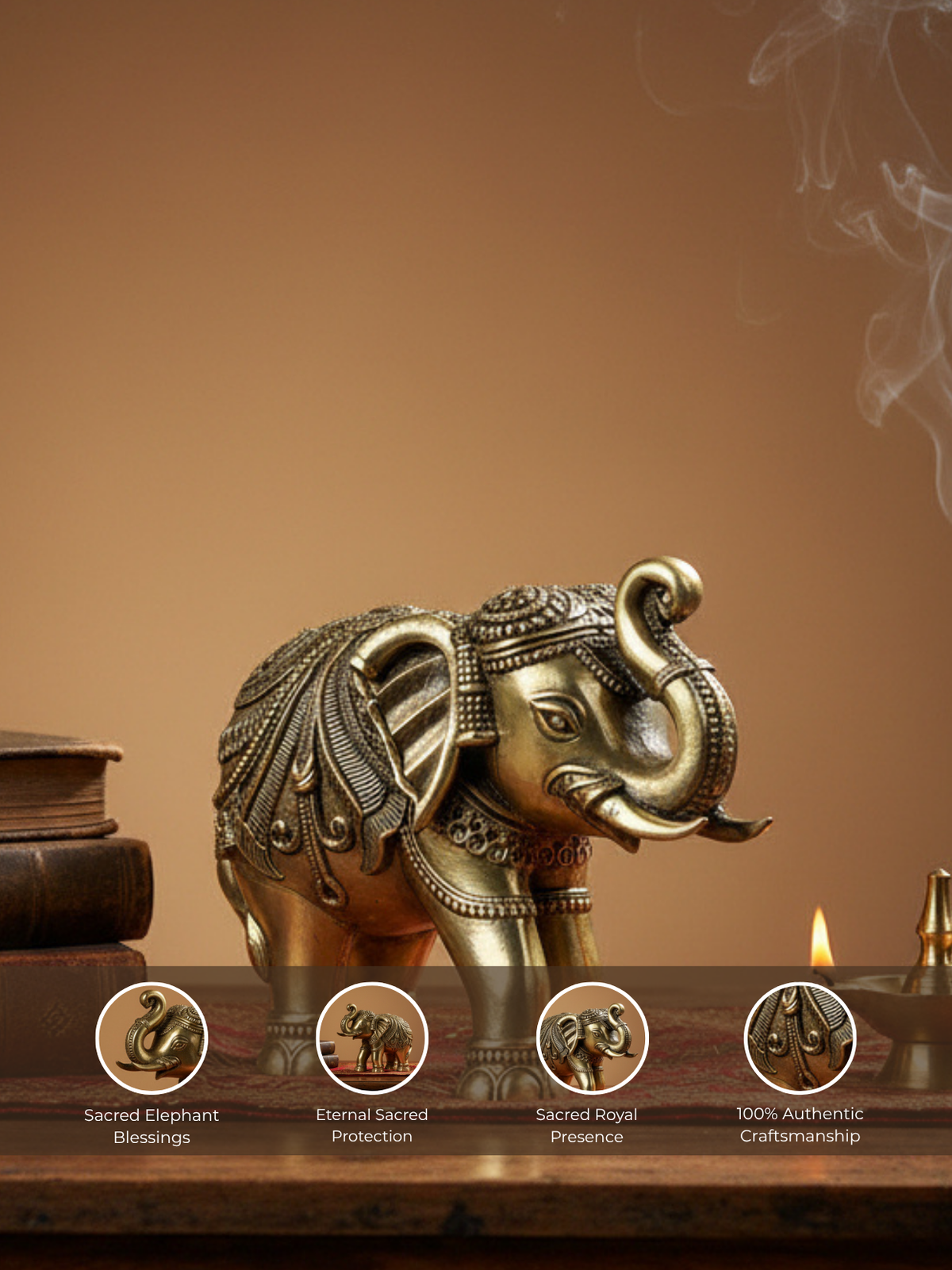 Elephant Gajeshwar Ashtadhatu Idol Single