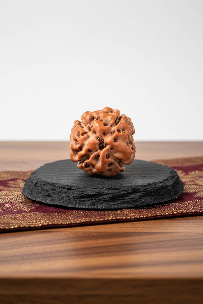 4 Mukhi Premium Java Indonesian Rudraksha 12mm Small Plain White Background
