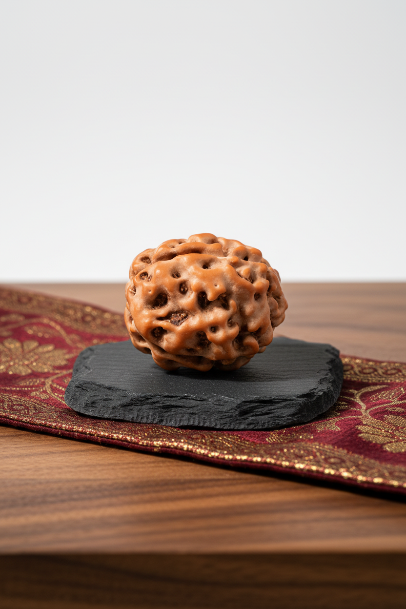 4 Mukhi Premium Java Indonesian Rudraksha 12mm Small Plain White Background