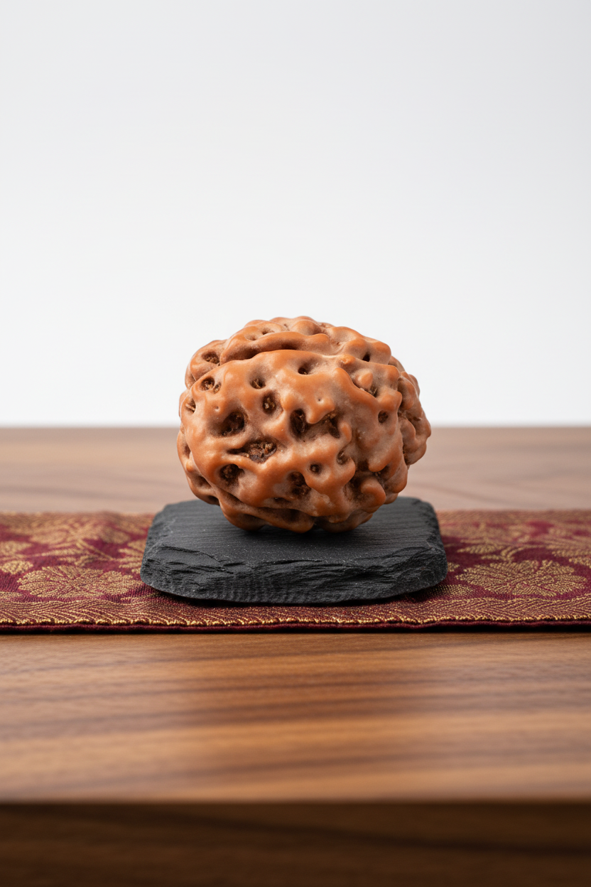 4 Mukhi Premium Java Indonesian Rudraksha 16mm Large Plain White Background