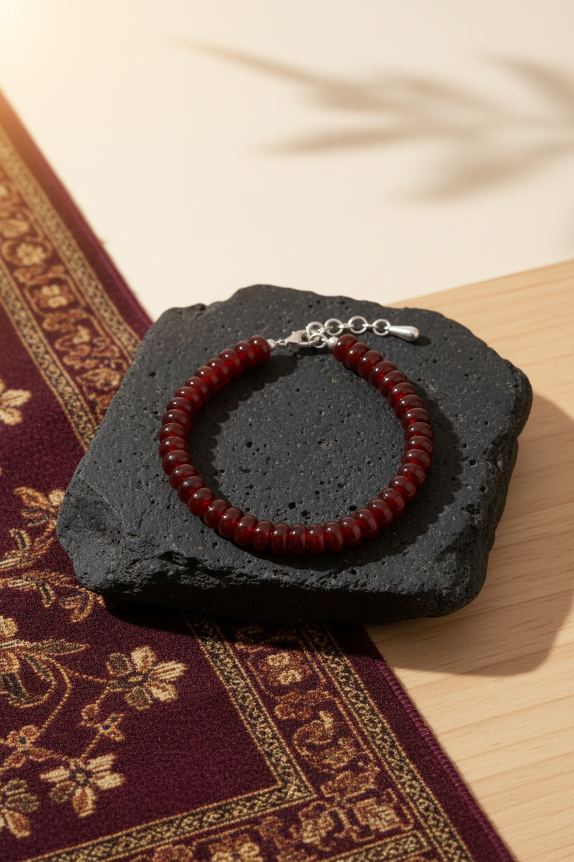 Natural Red Carnelian Elliptical Beads Bracelet | Healing & Meditation Gemstone