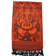 Ganesha Shawl in Soft Jacquard Fabric-Red