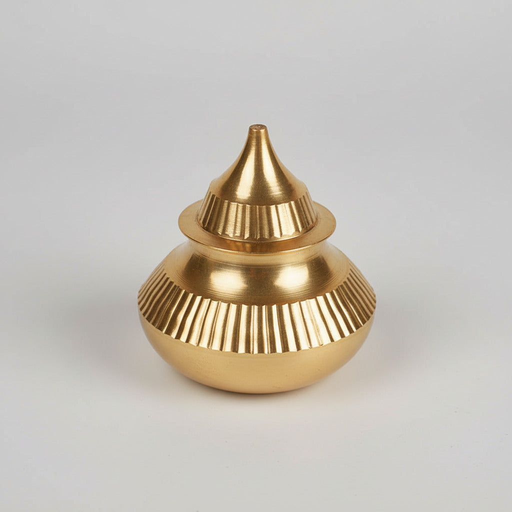 Brass Modak Design Haldi Kumkum Container (Dibbi)-Set of 2