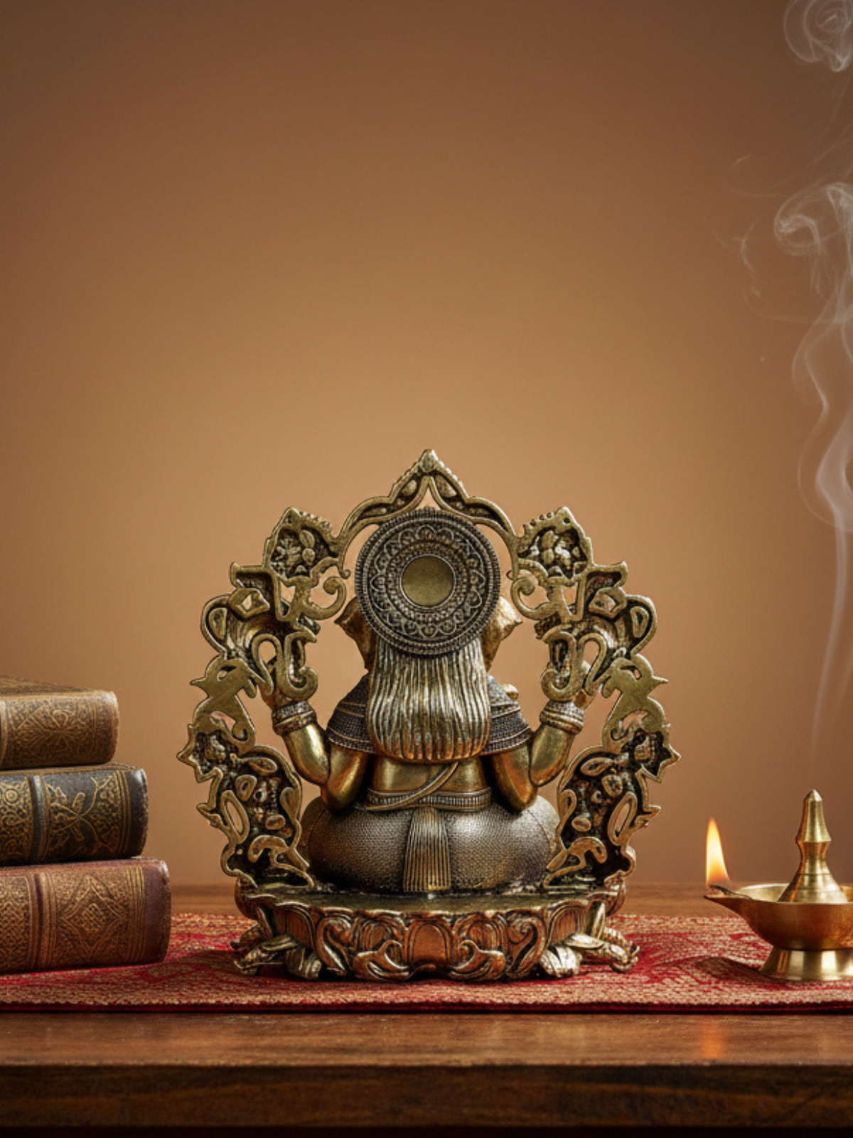 Lord Ganesh with Floral Frame Ashtadhatu Idol