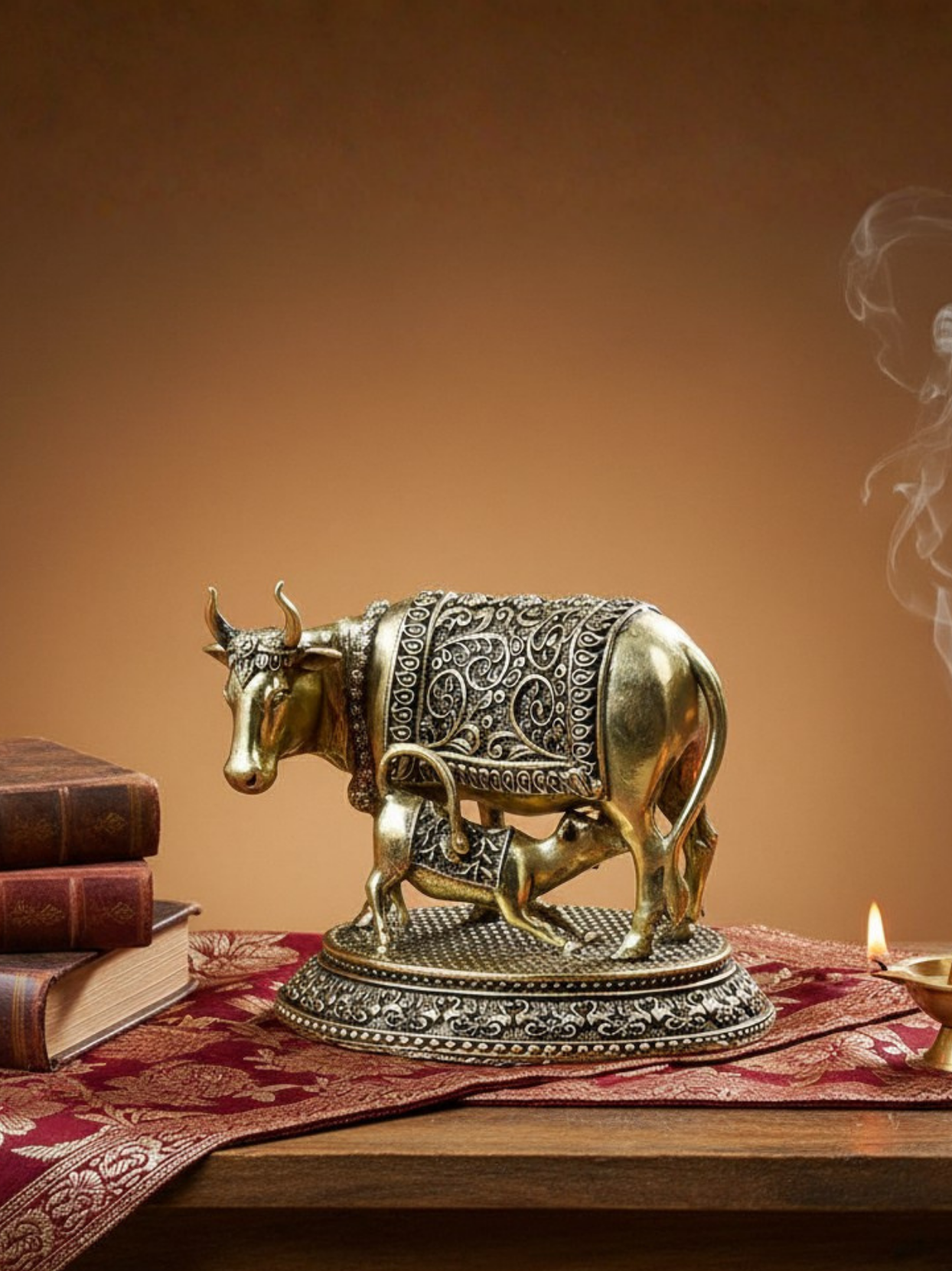 Gaumata with Calf Ashtadhatu Idol
