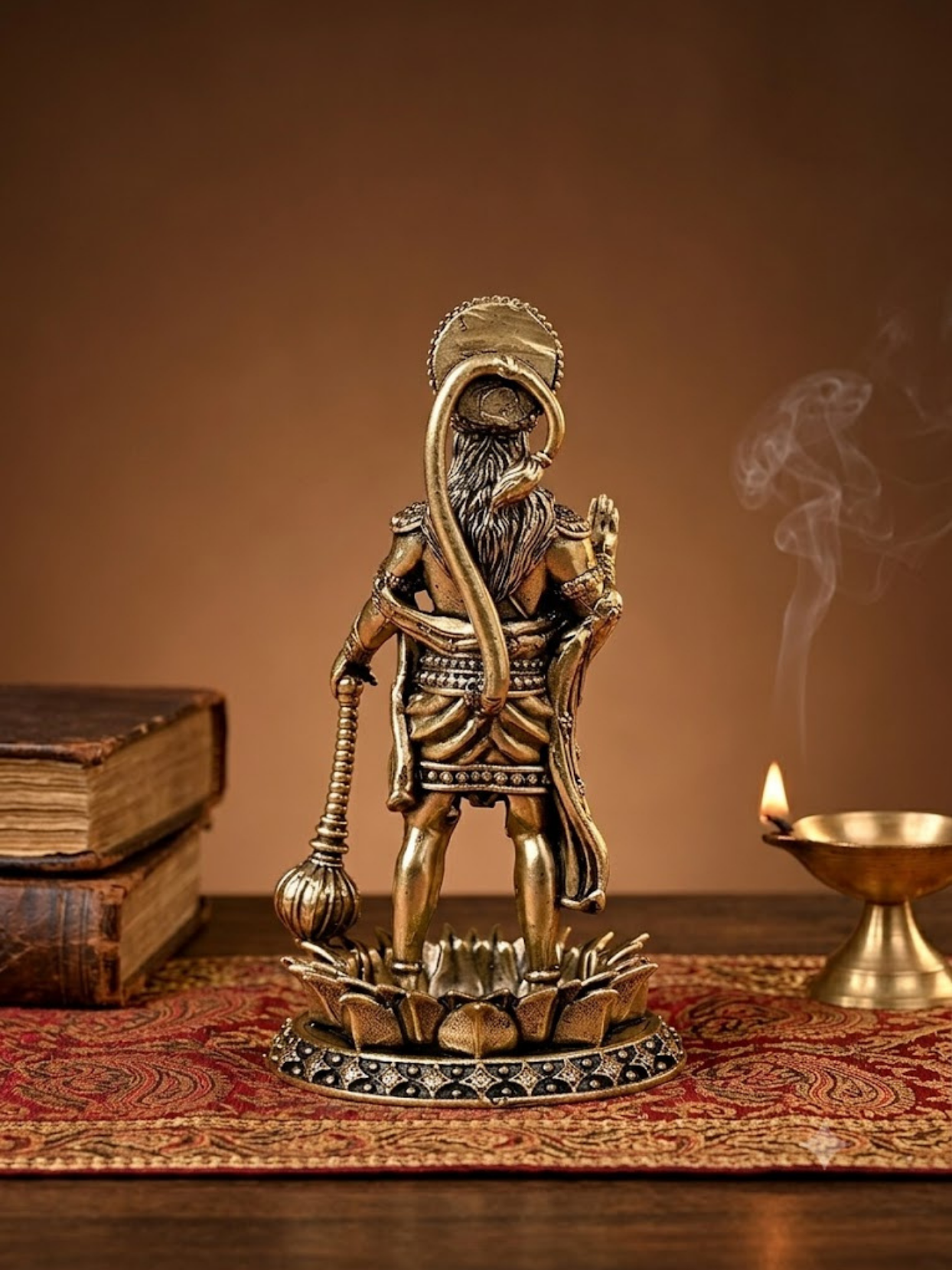 Standing Hanuman on Lotus Ashtadhatu Idol Energised Bajrangbali Murti for Home Mandir