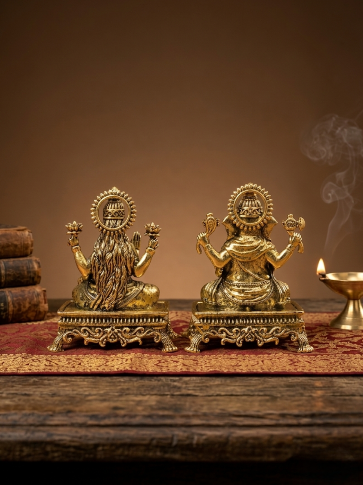 Ganesh Laxmi on Pedestal Chowki Ashtadhatu Idol