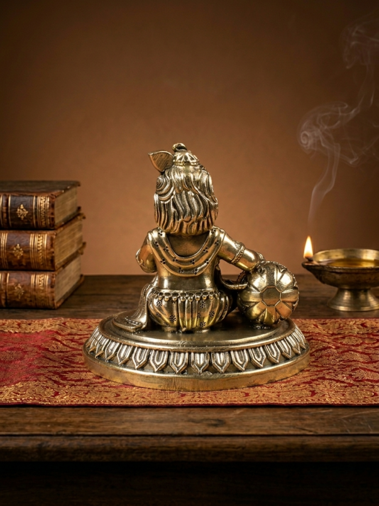 Makhanchor Bal Krishna Ashtadhatu Idol - Energised Butter Krishna Murti for Home Mandir