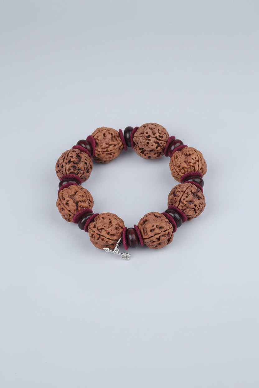 4 Mukhi Nepal Bracelet with Red Sandalwood Beads