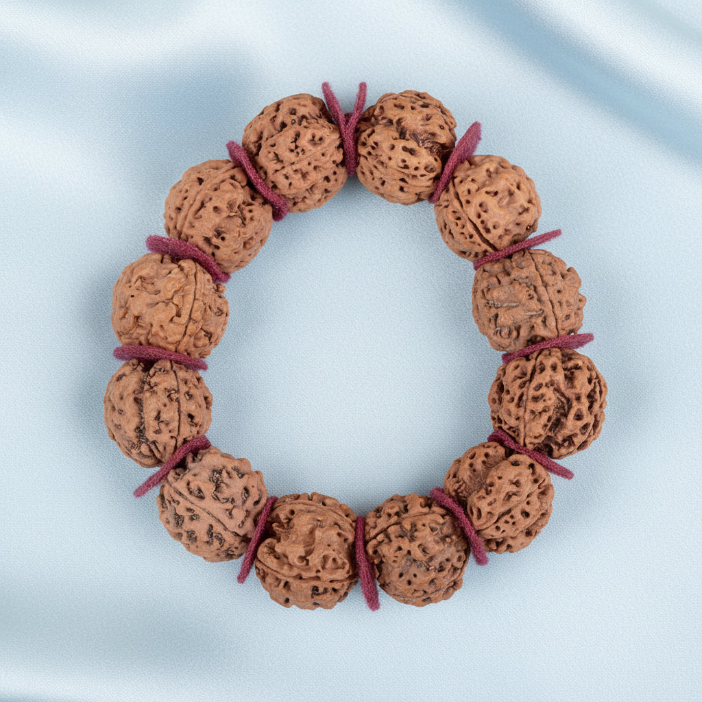 4 Mukhi Nepali Rudraksha Woolen Spacers Bracelet-Regular