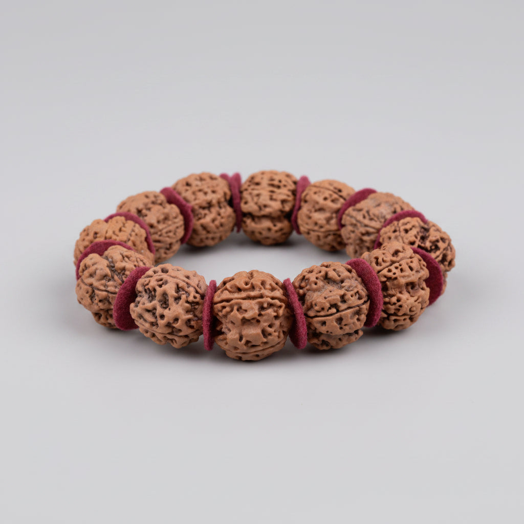 4 Mukhi Nepali Rudraksha Woolen Spacers Bracelet-Regular