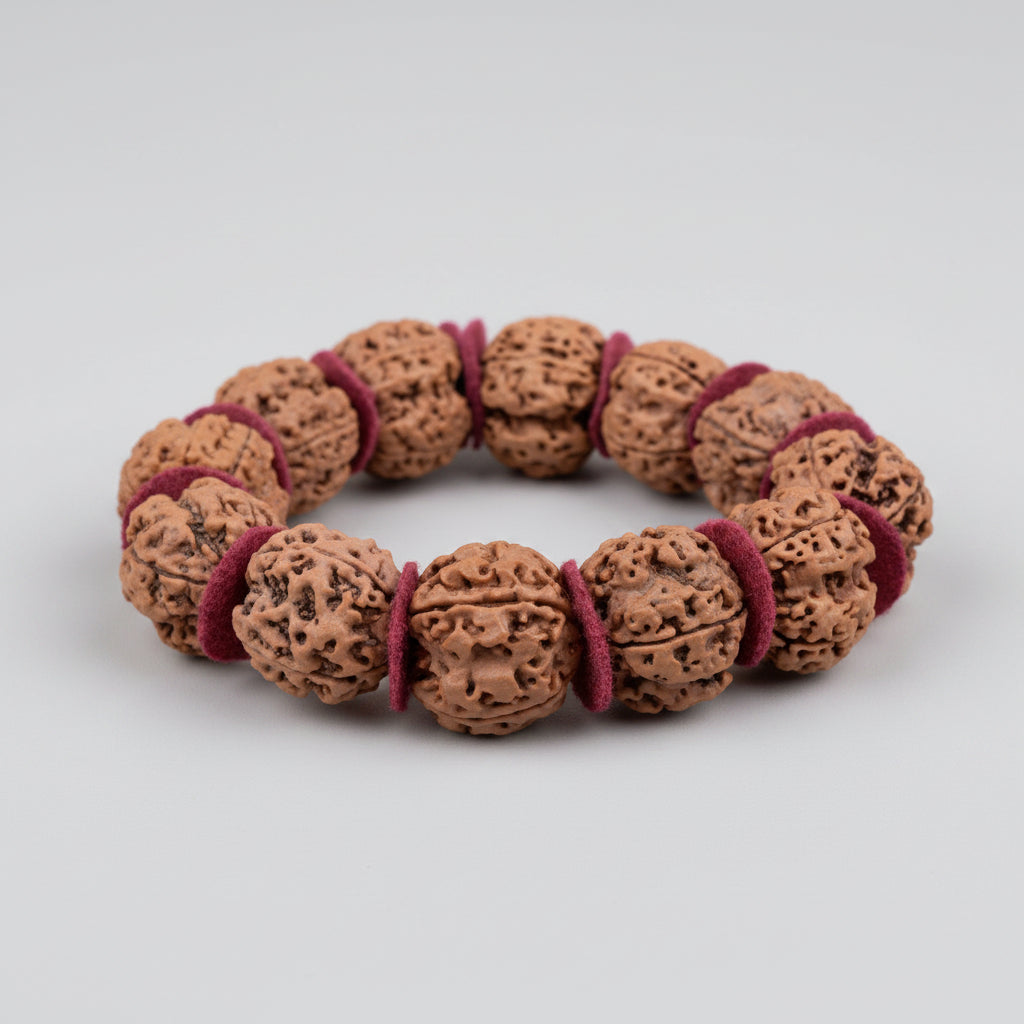 4 Mukhi Nepali Rudraksha Woolen Spacers Bracelet-Small