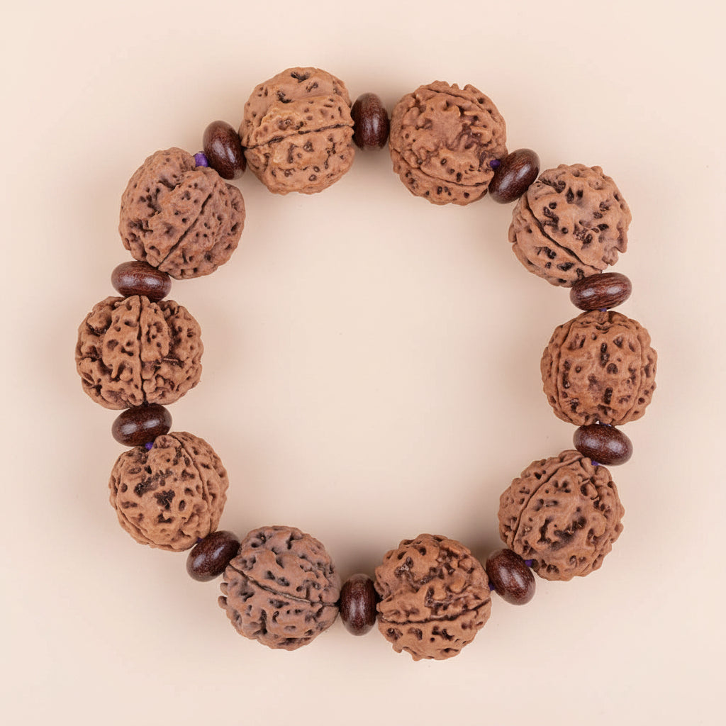 4 Mukhi Nepali Rudraksha x Red Sandalwood Bracelet-Regular