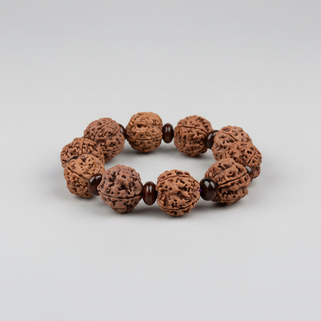 4 Mukhi Nepali Rudraksha x Red Sandalwood Bracelet-Regular