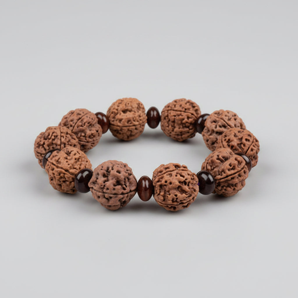 4 Mukhi Nepali Rudraksha x Red Sandalwood Bracelet-Small
