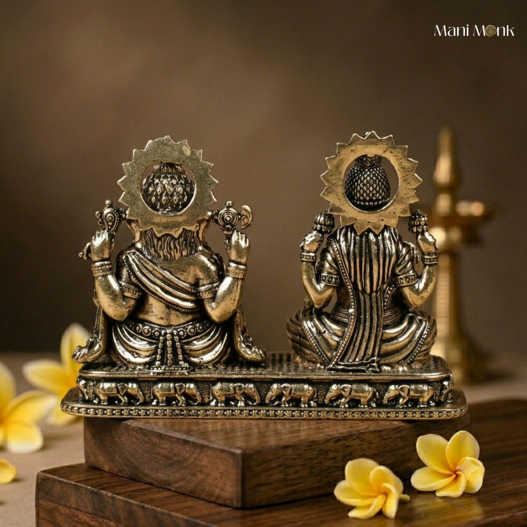 Lakshmi Ganesh on Pedestal Ashtadhatu Idol Energised Duo Murti for Home and Office