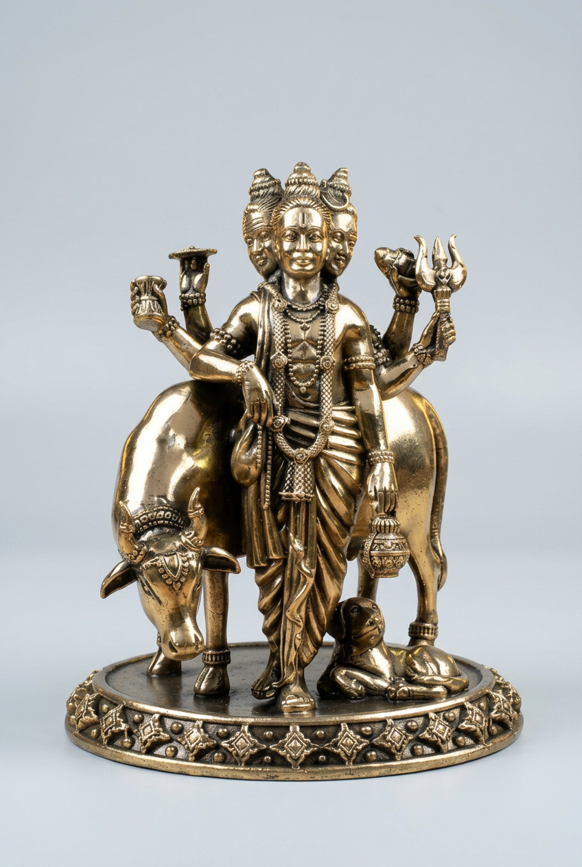 Lord Dattatreya Ashtadhatu Idol Energised Trimurti Datta Guru Murti