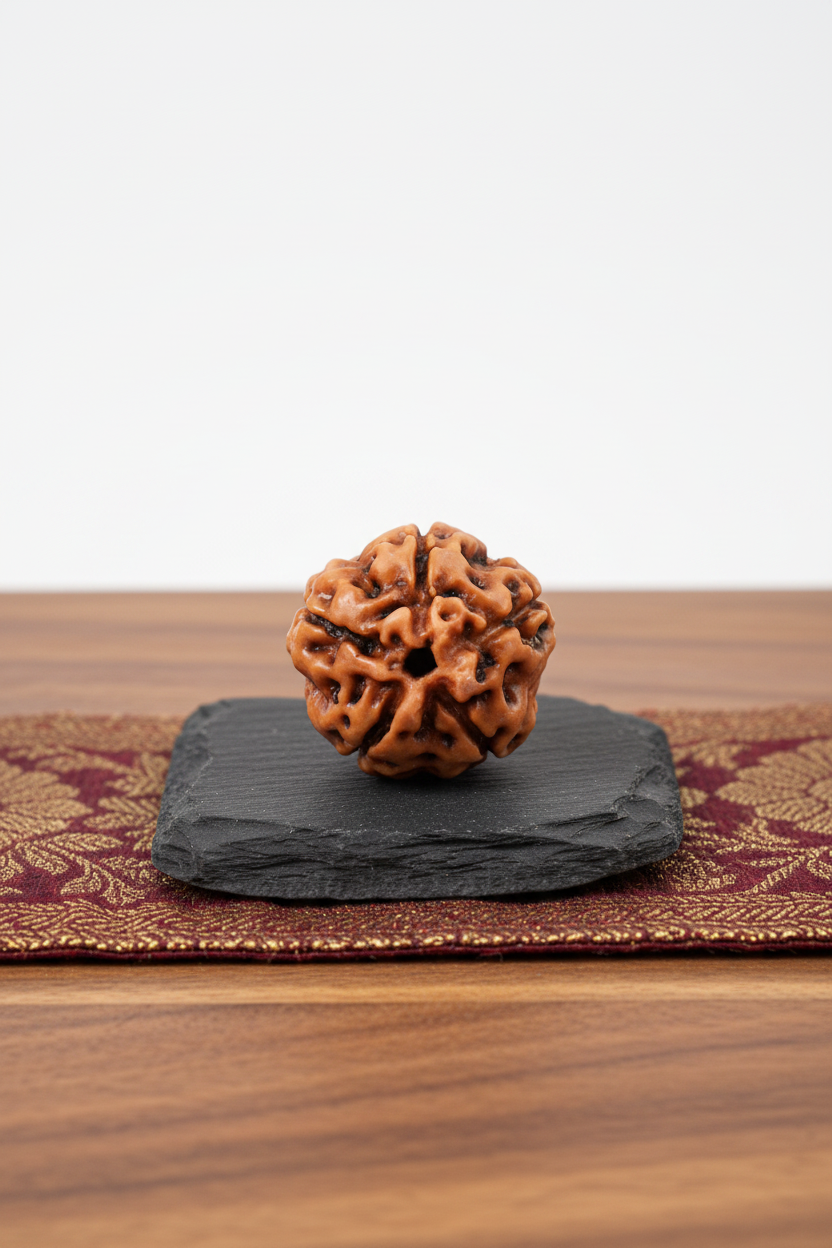 5 Mukhi Premium Java Indonesian Rudraksha 12mm Small Plain White Background
