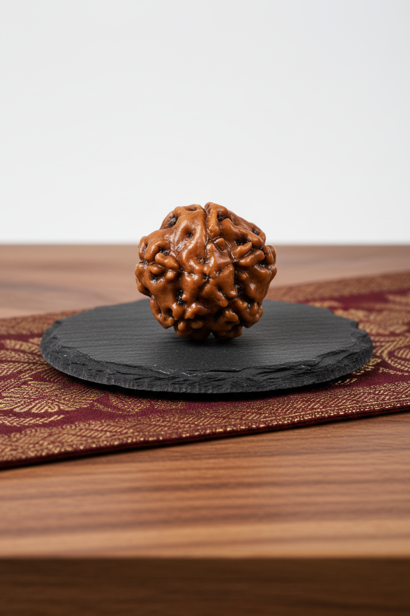 5 Mukhi Premium Java Indonesian Rudraksha 12mm Small Plain White Background